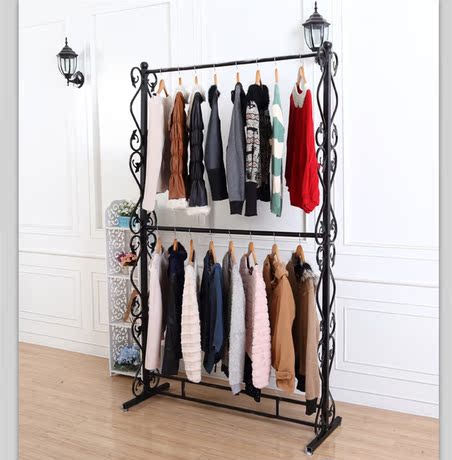 欧式铁艺婚纱展示架中岛架 双杠双层服装店货