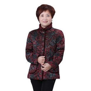  中老年女装冬装妈妈装保暖棉服 老年人休闲大码夹绒棉衣棉袄