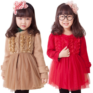  米奇丁当童装女童冬装新款儿童韩版公主加厚羊毛呢子大衣外套