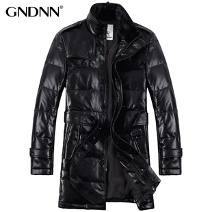 GNDNN新品进口水貂领中长款男士羽绒皮衣 真皮羽绒服 真皮皮衣 男