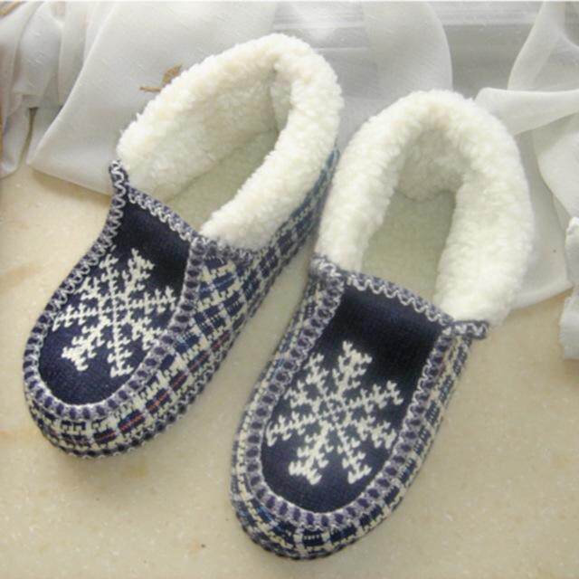 【春夏秋冬SLIPPER】冬季毛线保暖靴JX103(蓝)★出口日本原单