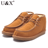 UX正品 2012春冬 男雪地靴 潮 短靴 牛皮 防水保暖 厚底 清仓