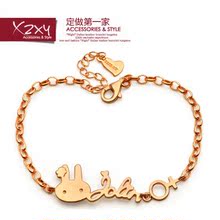 向左向右定做925纯银名字字母手链定制DIY情侣男士女卡通时尚韩版