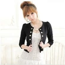 秋季新品 狂亏热销 5852韩版女装2010秋装新款金色排扣西裝短外套