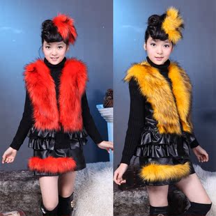  高贵公主衣橱必备 儿童奢华皮草 女孩新年装 礼服装 女童三件套装