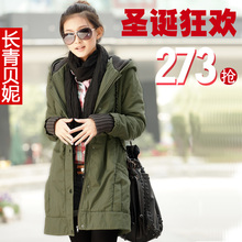 圣诞狂欢2011冬新军绿工装大码韩版中长款厚外套棉衣棉服女装152