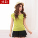 卉柔 2012夏季衣服女装韩版夏装潮短袖荷叶边圆领雪纺衫cm0030