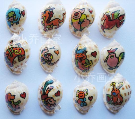 手绘12生肖 小海螺贝壳 礼物1套12个 买2送1买3送2|msdalam kategori Aksesori rumah, barang kemas kreatif, Conch/Shell/Coral - dari Buy2taobao.com untuk memberikan perkhidmatan ejen Taobao profesional membeli