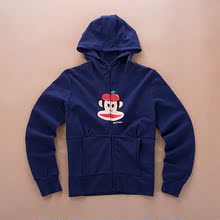 淘宝网Paul Frank 大嘴猴 蓝/粉红色红苹果印花修身拉链衫 女开衫式帽衫