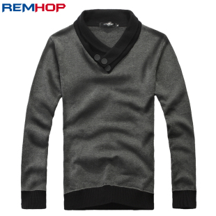  REMHOP 秋冬新品 男士韩版 略加厚V领休闲 针织衫  线衫毛衣 男