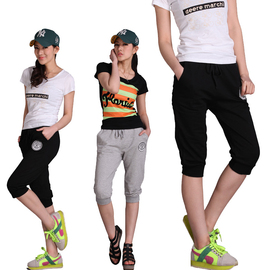 包邮夏季中老年<em>女士</em>纯棉七分裤女裤<em>加肥</em>加大高