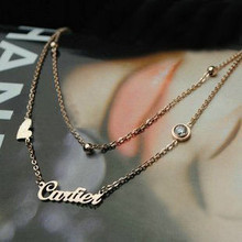 Contadores con modelos de alta calidad * C ** tarjeta de doble collar de Cartier logo corazón de titanio Collar chapado en oro de Rose K
