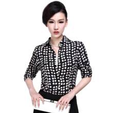 柏拉迪丝 2012 春秋款 高品质 100%桑蚕丝 波点真丝长袖女衬衫