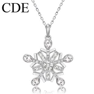  CDE正品 采用施华洛世奇元素水晶韩版毛衣链 浪漫雪花水晶饰品女