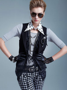 2012 dream women Basha/rutina poetry mosaic-like  wind two new leisure vest 070412102