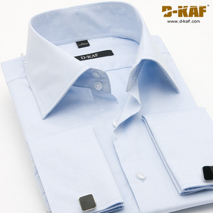  男式法式袖扣衬衫AF126 蓝色单色抗皱免烫 修身收腰无褶 无口袋潮