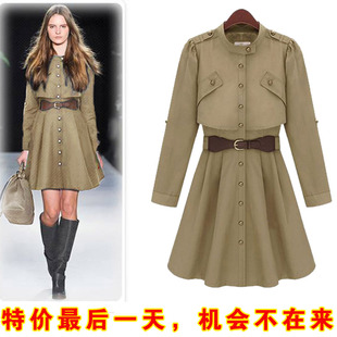  秋装新品 新款风衣外套 女 欧美风中长款大牌单排扣女
