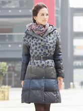 正品2010秋冬新款女装韩版腰带收腰长款连帽羽绒服非艾莱依金羽杰