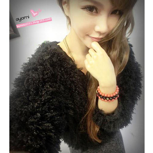  正品 ayomi 蝙蝠上衣 秋冬短外套女 毛毛绒外套毛毛 名媛外套