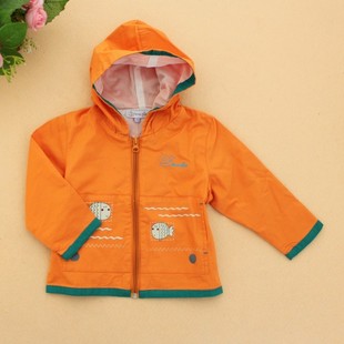  专柜正品美因宝 小孩春秋款风衣 带帽儿童男童橙色夹克 单件外套