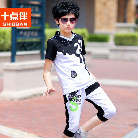 童装男童夏装2014男大童套装男孩短袖运动服