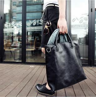  新款日韩时尚潮流个性男式包手提单肩包斜挎包街头休闲大包潮