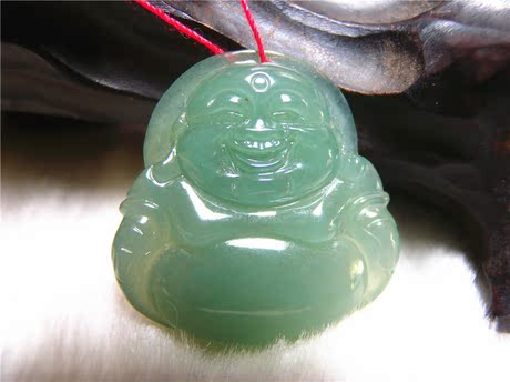 翡翠城池 天然翡翠A货吊坠 笑佛 寓意吉祥