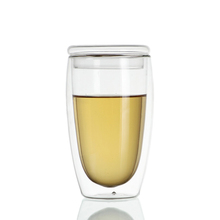 亚丰 玻璃双层杯 带盖 水杯 隔热杯 保温杯 茶杯子 400ml 包邮
