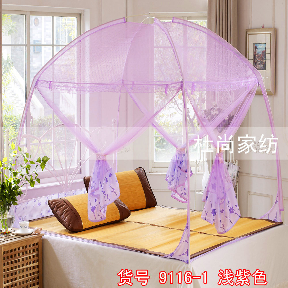 盛夏缦舞床上用品蚊帐加高三开门可装吊扇拉链防蚊圆顶蒙古包包邮