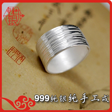 999 sterling silver one thousand fine silver unique personality male and female models authentic old silversmith pure handmade fettuccine telescopic Ring Ring