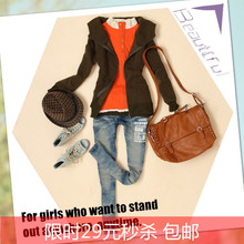 限时秒杀 包邮 2010韩版秋装新品 连帽围脖领带休闲卫衣WY5003