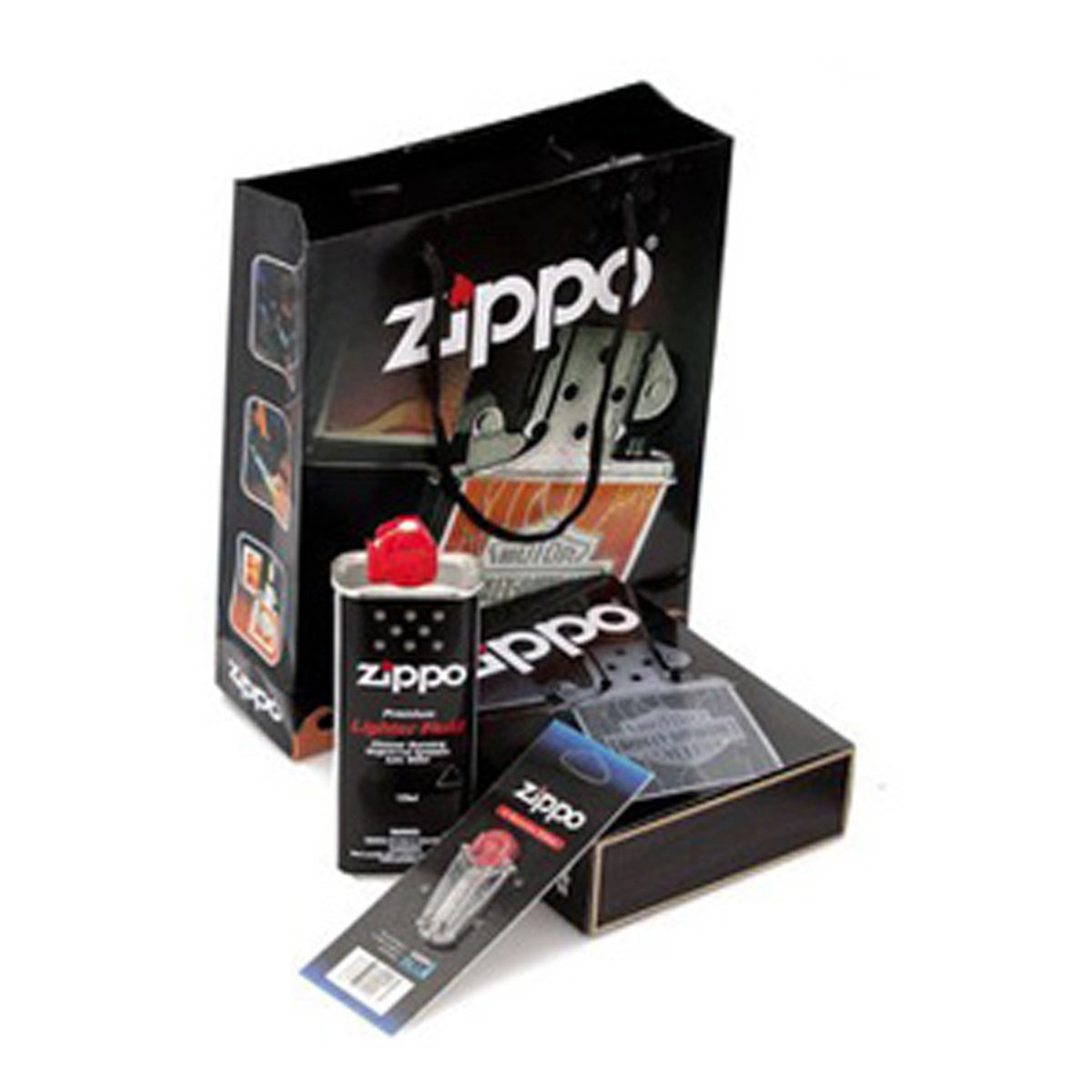 原装芝宝正品ZIPPO打火机 配件 礼盒套装B(含礼盒+礼袋+油+火石)