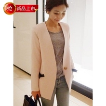 2012春装新款女装<span class=H>韩国</span><span class=H>代购</span>小西装女韩版休闲无领一粒扣西服外套