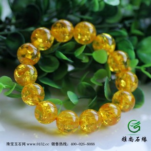  S022雅尚石缘/金花琥珀手串/琥珀蜜蜡手链/16MM圆珠/大碎花金珀