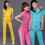 微可都2012夏季新款专柜正品女修身显瘦南韩丝短袖长裤运动服套装