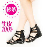 2010新款女鞋坡跟鱼嘴罗马鞋凉鞋高跟鞋 真皮鞋柜秒杀7月25日结束