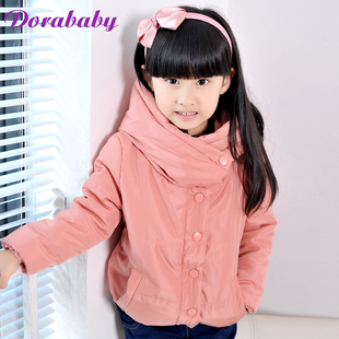  Dorababy童装儿童棉服女童棉衣外套韩版 秋冬装女童棉袄连帽保暖