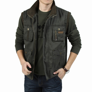  春装新款Afs JEEP专柜正品 纯棉多口袋休闲背心男装摄影马甲