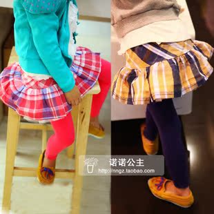  5折清仓春装韩版童装儿童大格子裙裤假两件女童打底裤 宝宝裤