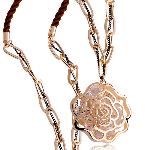 多层时尚复古玫瑰花朵项链...