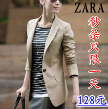 最新春款女装 <span class=H>za</span><span class=H>ra</span> 正品 代购 修身一粒扣 小西装 女 韩版外套