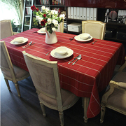 欧式高档色织布艺，红色格子桌布餐桌，布艺现代简约茶几台布
