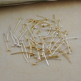  手工diy制作材料 DIY饰品配件金属配件金色 银色2色--圆头针
