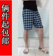 男士休闲纯棉格子短裤，加肥加大码潮男沙滩裤五分裤，夏季马裤中裤