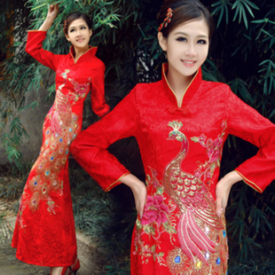  月销千件！最新款新娘结婚红色敬酒服 鱼尾旗袍礼服婚纱7039