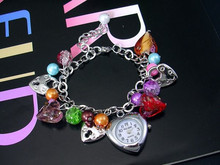 Corazón de cristal de color de moda reloj pulsera [50700] Señora decorativos