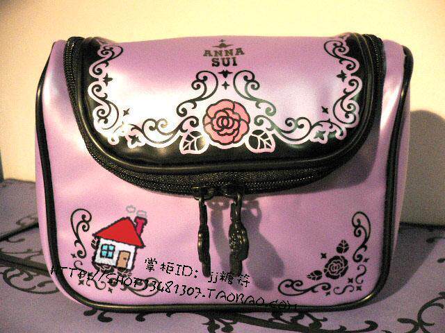 Anna sui/安娜苏限量绝版复古炫彩图腾紫色蔷薇花<span class=H>化妆</span><span class=H>包</span>手<span class=H>包</span>