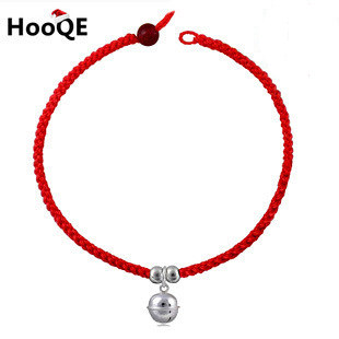 Hao crooked [bent] bank chains 925 Sterling Silver Bells female Korean fashion jewelry men's SpongeBob TRANS Red String Bracelet