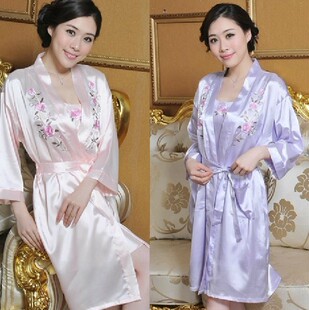苏绣<em>睡衣</em>女绣花<em>睡袍</em>2<em>件套 吊带裙</em>+外袍家居服