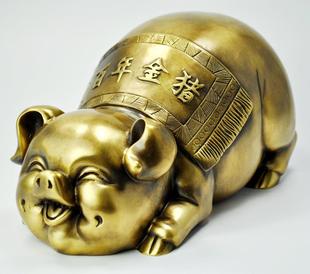  铜欣祥 开光 纯铜 猪 摆件 铜猪 装饰品 摆件 风水招财猪摆件